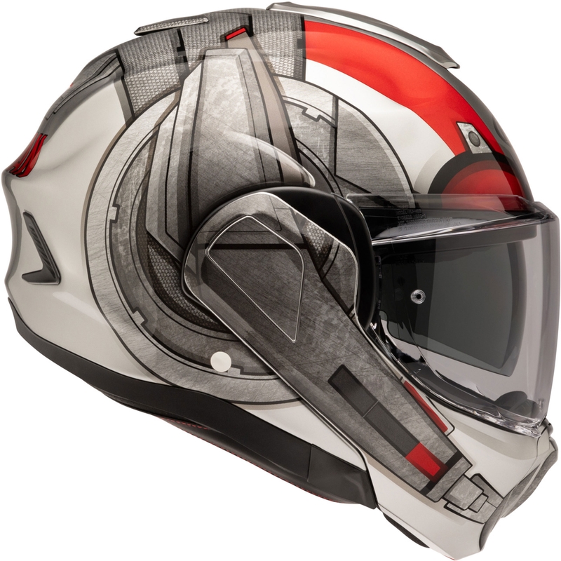 HJC F100 Ant-Man Marvel MC1 flip-up motorcykelhjelm grå-rød