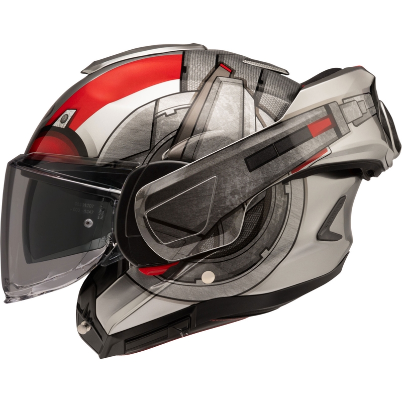 HJC F100 Ant-Man Marvel MC1 flip-up motorcykelhjelm grå-rød