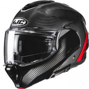HJC F100 Carbon Stan MC1 flip-up motorcykelhjelm sort-rød
