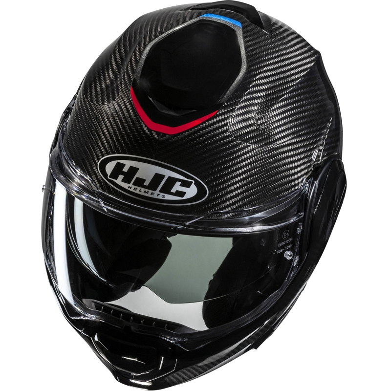 Flip-up motorcykelhjelm HJC F100 Carbon Stan MC21 sort-blå-rød