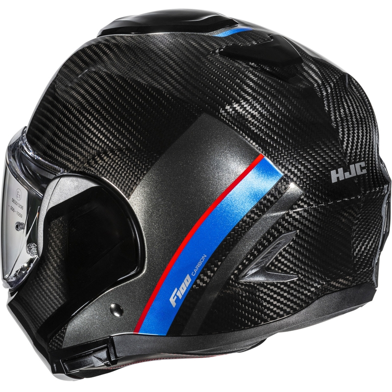 Flip-up motorcykelhjelm HJC F100 Carbon Stan MC21 sort-blå-rød