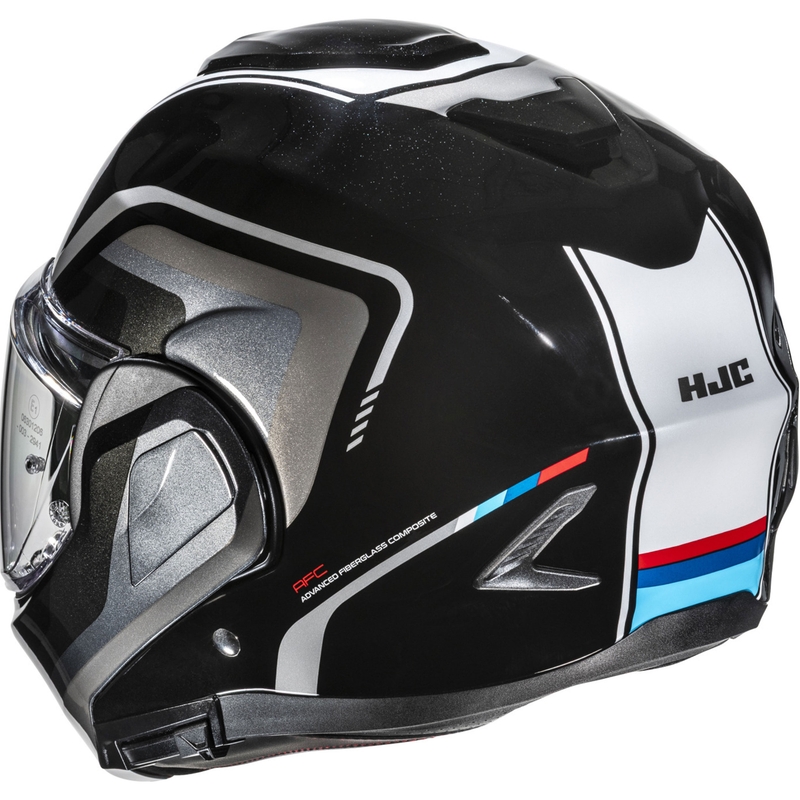 Flip-up motorcykelhjelm HJC F100 Reff MC21 sort-sølv-hvid