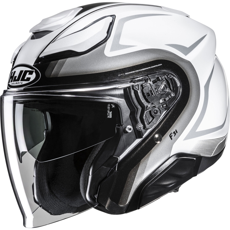 Åben motorcykelhjelm HJC F31 Bask MC10 hvid-sølv