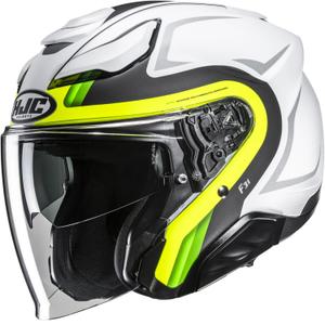 Åben motorcykelhjelm HJC F31 Bask MC3HSF hvid-grå-fluo gul