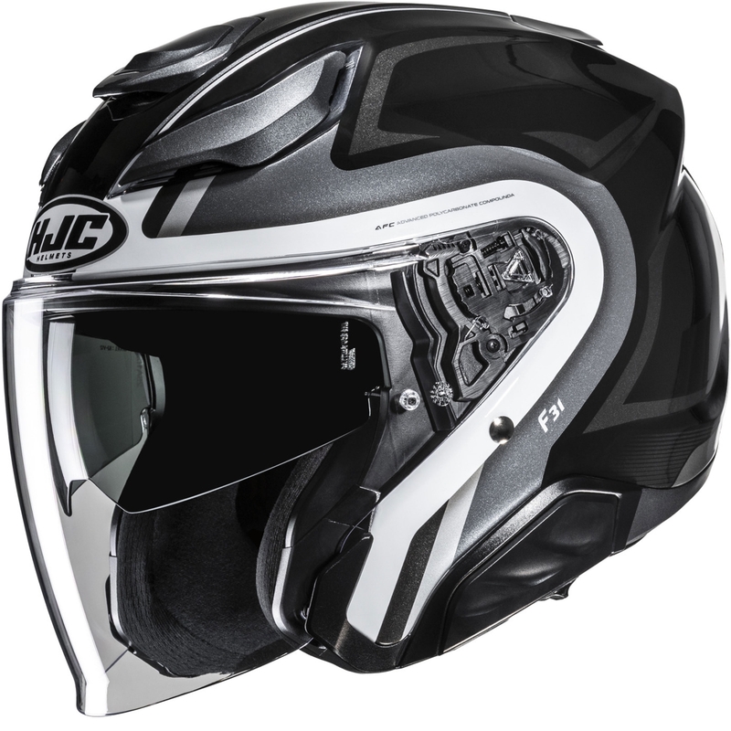 Åben motorcykelhjelm HJC F31 Bask MC5 sort-sølv-hvid