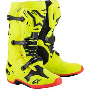 Alpinestars Tech 10 motorcykelstøvler gul fluo-sort-rød fluo