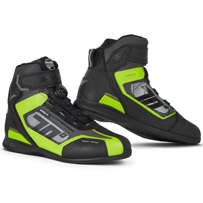 Motorcykelstøvler SEVENTY DEGREES SD-BR3 Veloce PRO sort-fluogul