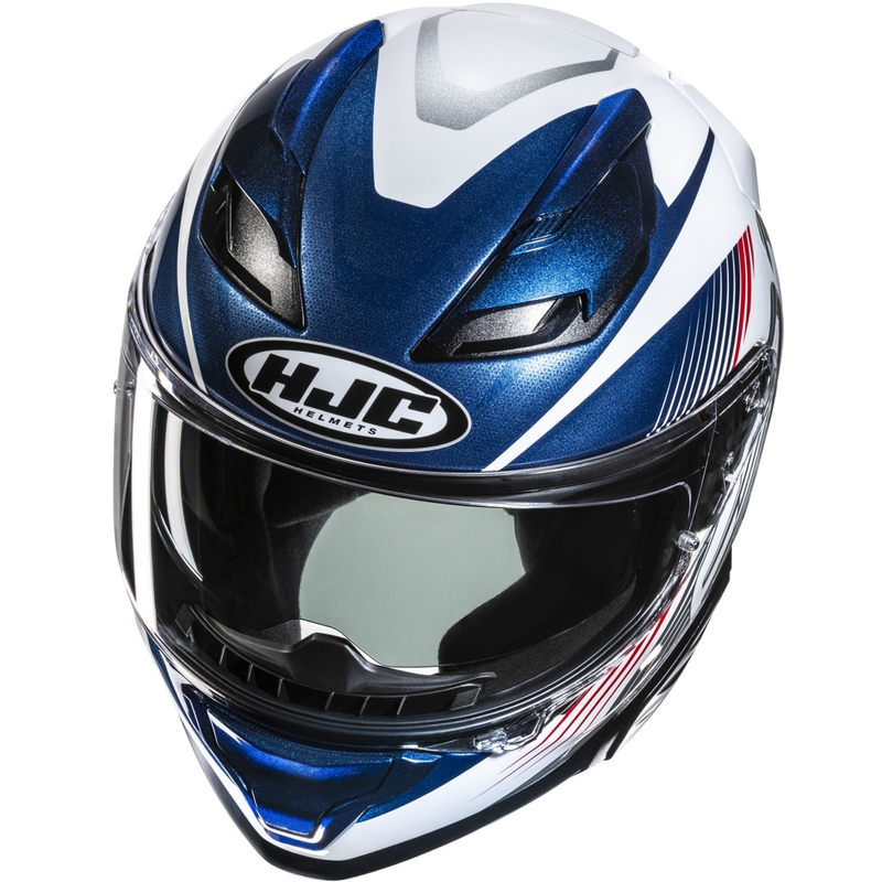 Fullface motorcykelhjelm HJC F71 Catos MC21 hvid-blå-rød