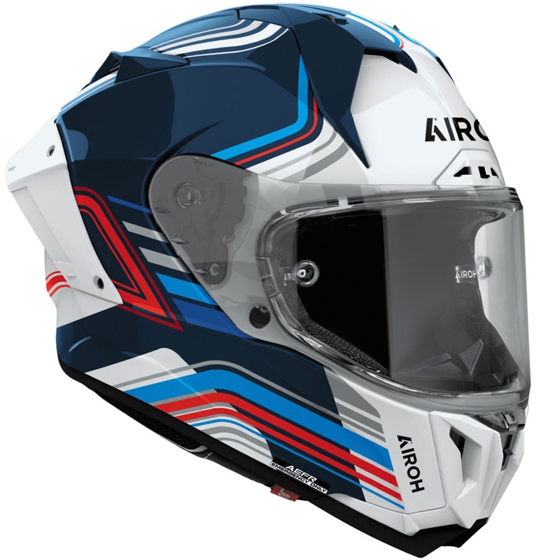 Airoh GP800 Hurricane fullface motorcykelhjelm, blank blå-hvid