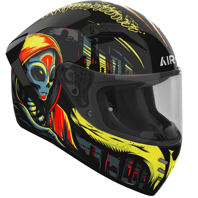Airoh CONNOR Double Face fullface motorcykelhjelm, blank sort-gul