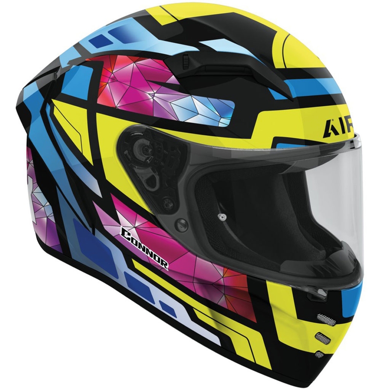 Airoh CONNOR Stellar fullface motorcykelhjelm blank gul-blå-pink-sort
