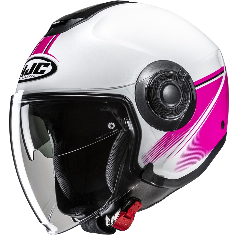 Åben motorcykelhjelm HJC i40N Vision MC8 hvid-pink