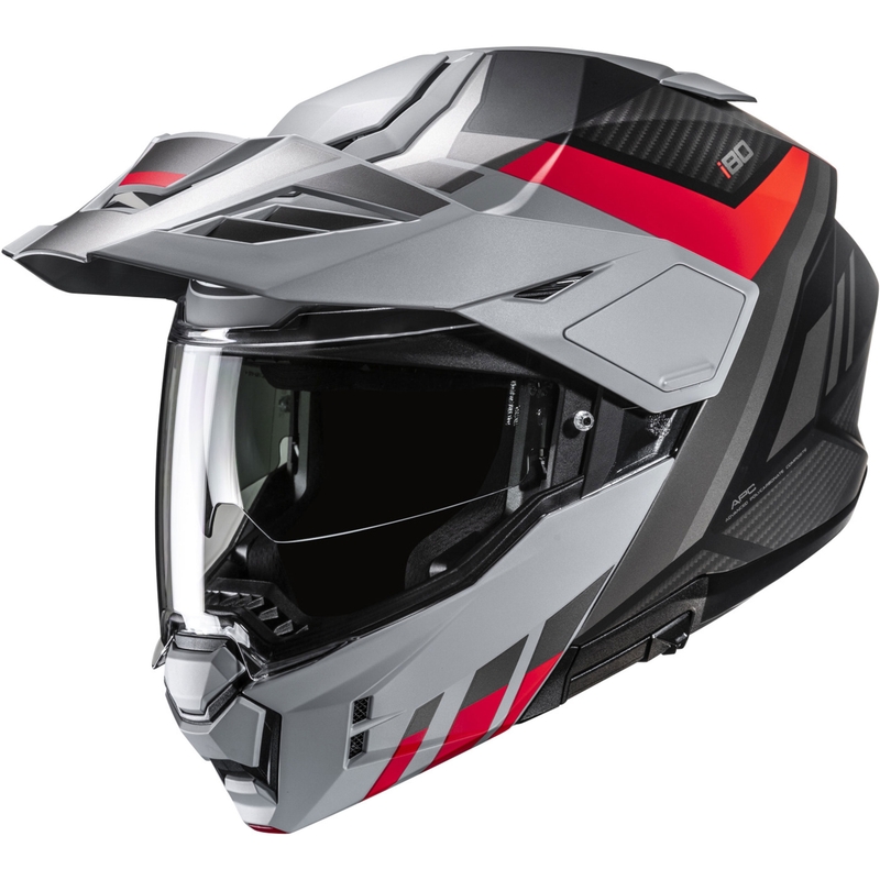 Flip-up motorcykelhjelm HJC i80 Imes MC1SF grå-sort-rød