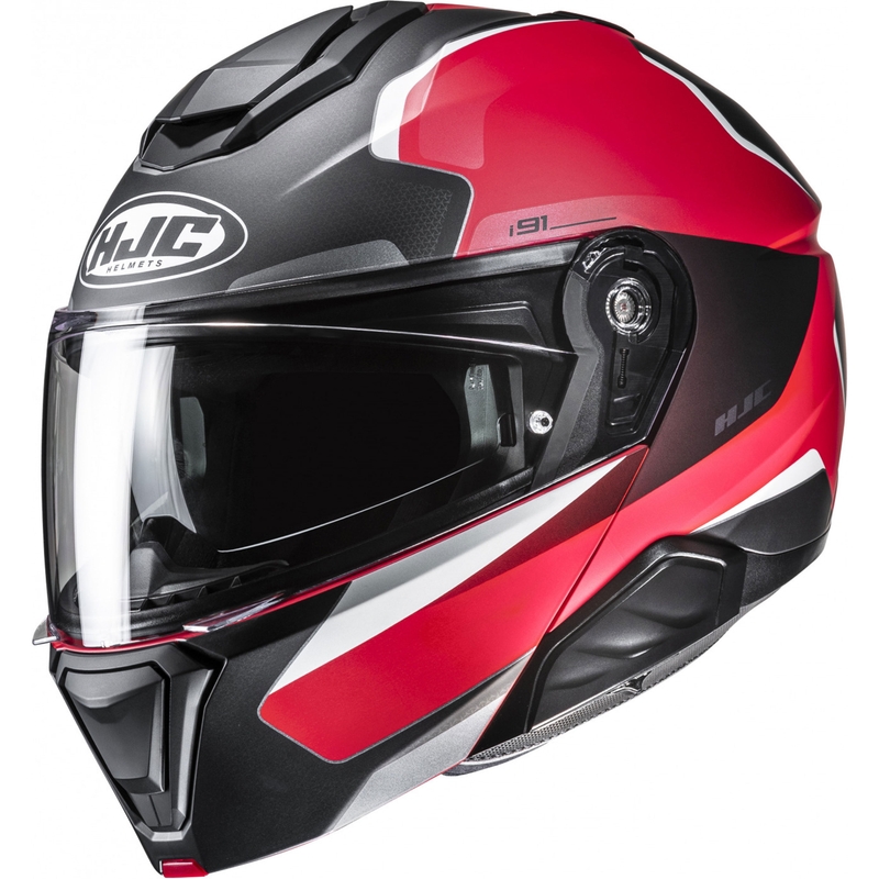 Flip-up motorcykelhjelm HJC i91 Felio MC1SF sort-rød-hvid