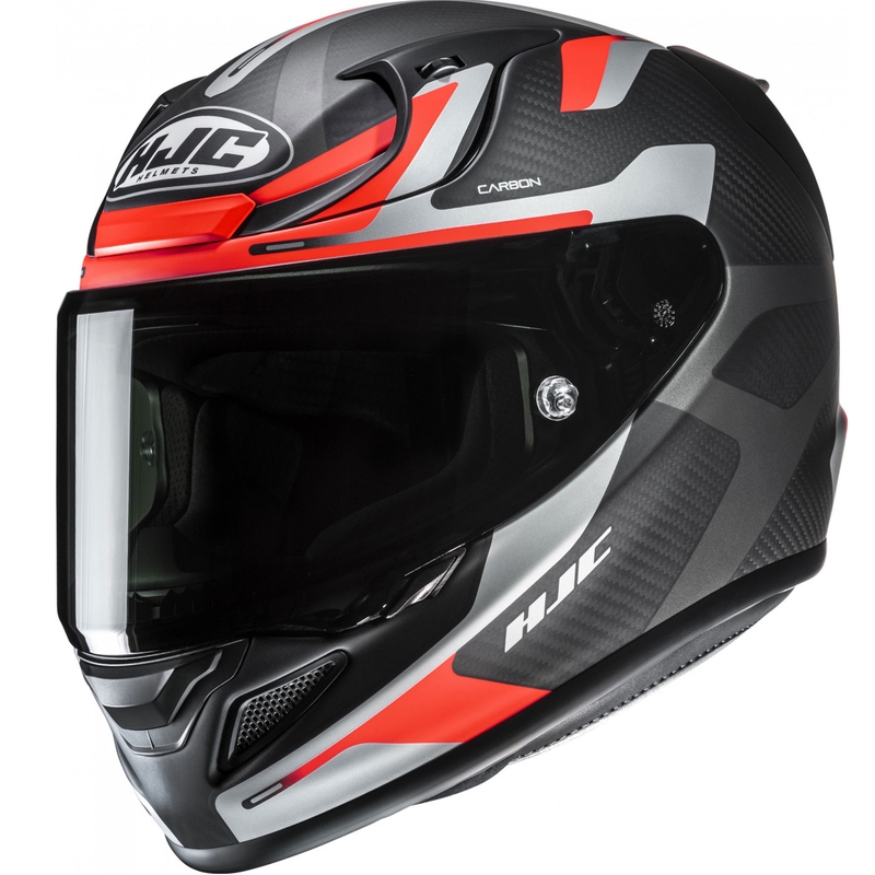 Fullface motorcykelhjelm HJC RPHA 12 CARBON Xentra MC6HSF sort-grå-rød