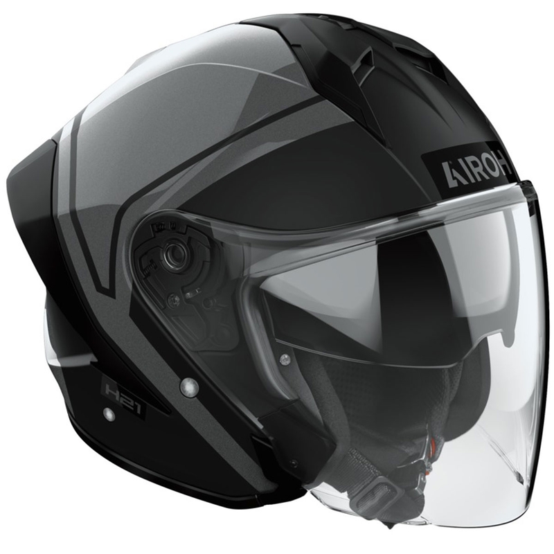 Åben motorcykelhjelm Airoh H21 Square mat-blank sort-grå