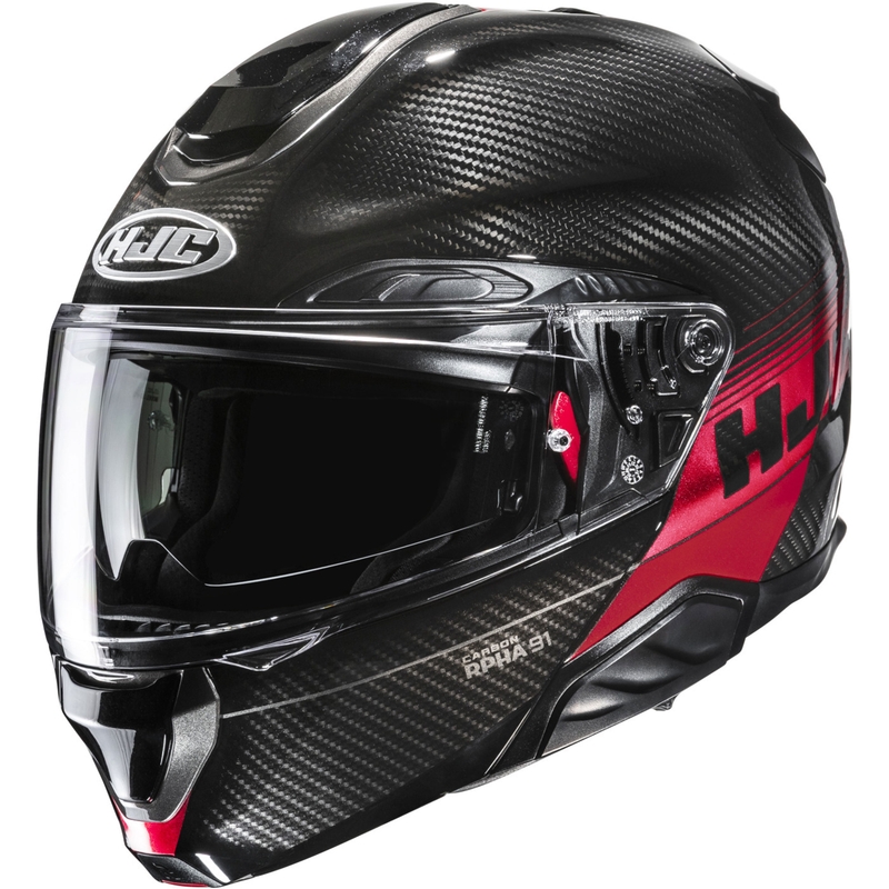 Flip-up motorcykelhjelm HJC RPHA 91 CARBON Elig MC1 sort-rød