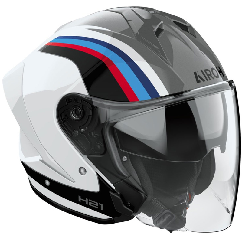 Åben motorcykelhjelm Airoh H21 Arrow blank grå-hvid