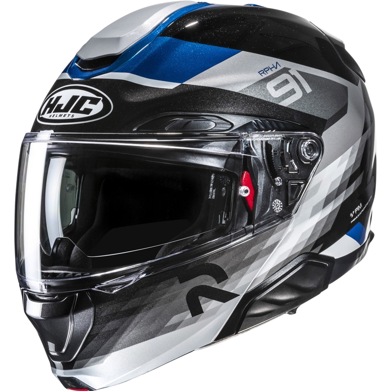 Flip-up motorcykelhjelm HJC RPHA 91 Madal MC2 sort-grå-blå