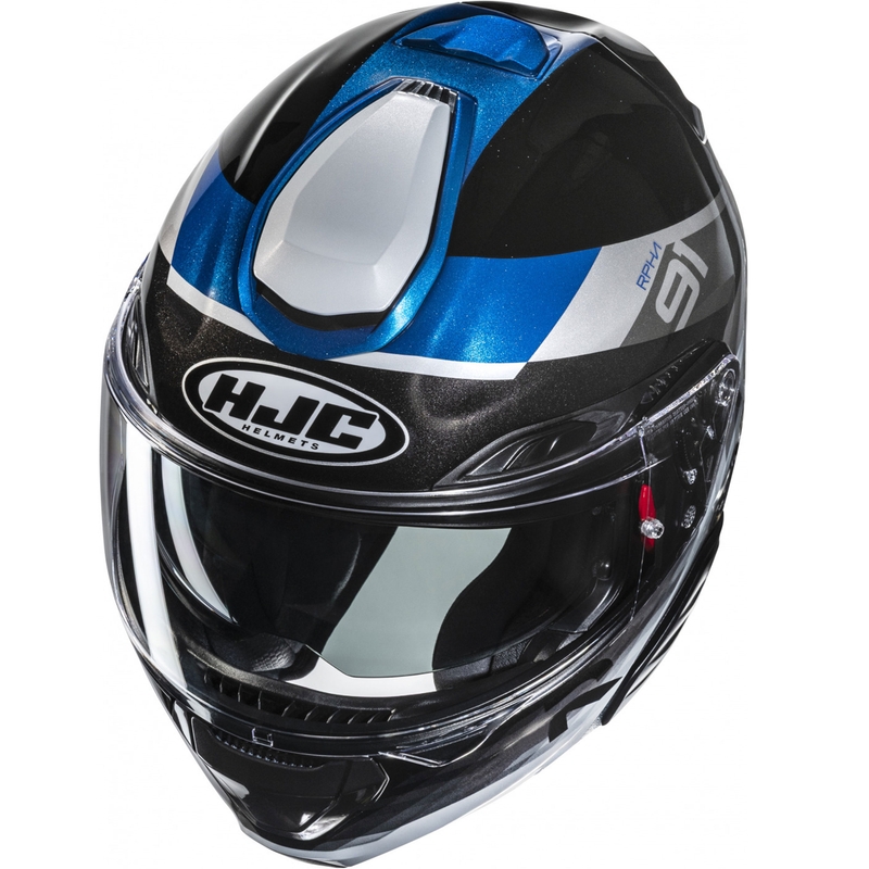 Flip-up motorcykelhjelm HJC RPHA 91 Madal MC2 sort-grå-blå