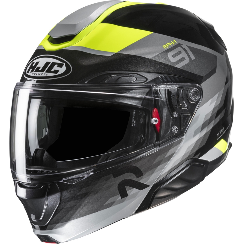 Flip-up motorcykelhjelm HJC RPHA 91 Madal MC3H sort-grå-fluo gul