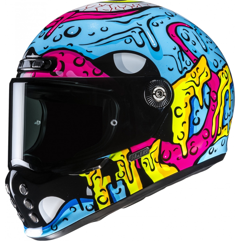 Fullface motorcykelhjelm HJC V10 Squeeze MC28 blå-gul-pink
