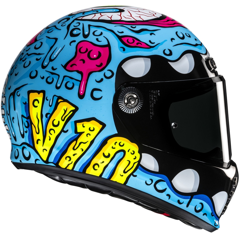 Fullface motorcykelhjelm HJC V10 Squeeze MC28 blå-gul-pink
