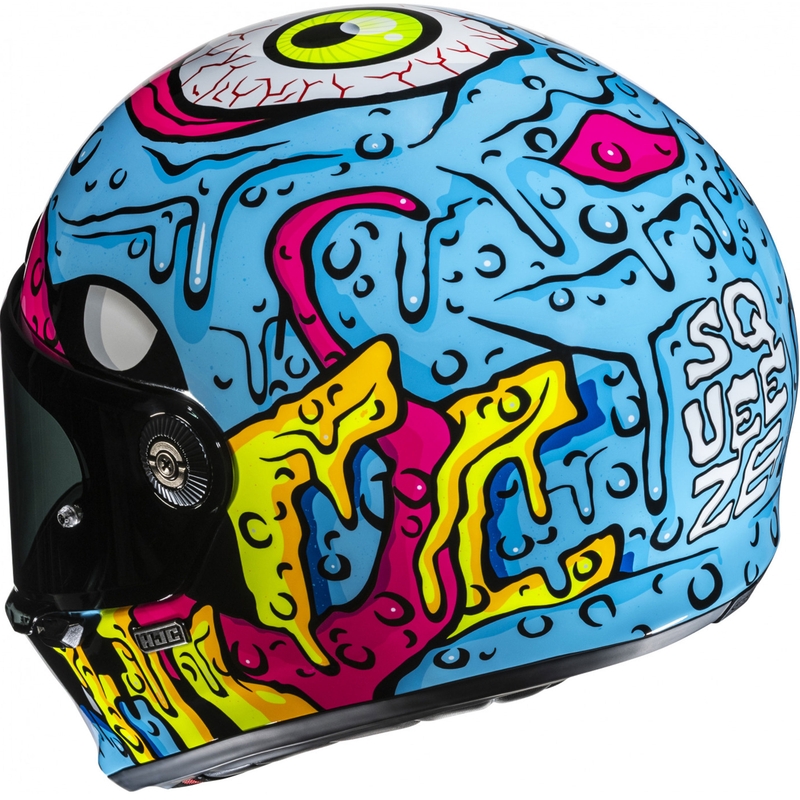 Fullface motorcykelhjelm HJC V10 Squeeze MC28 blå-gul-pink