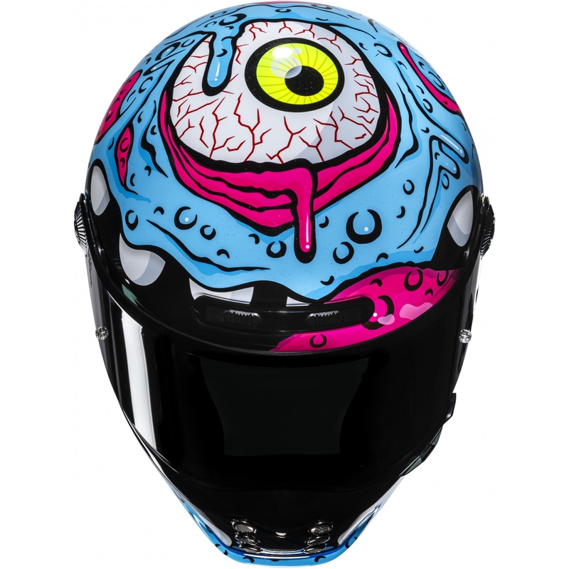 Fullface motorcykelhjelm HJC V10 Squeeze MC28 blå-gul-pink