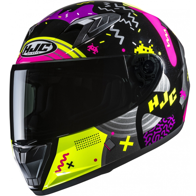 Børne fullface motorcykelhjelm HJC Y10 Mika MC3H sort-pink