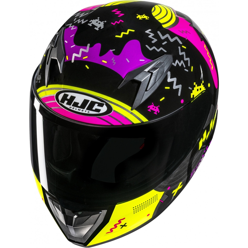 Børne fullface motorcykelhjelm HJC Y10 Mika MC3H sort-pink