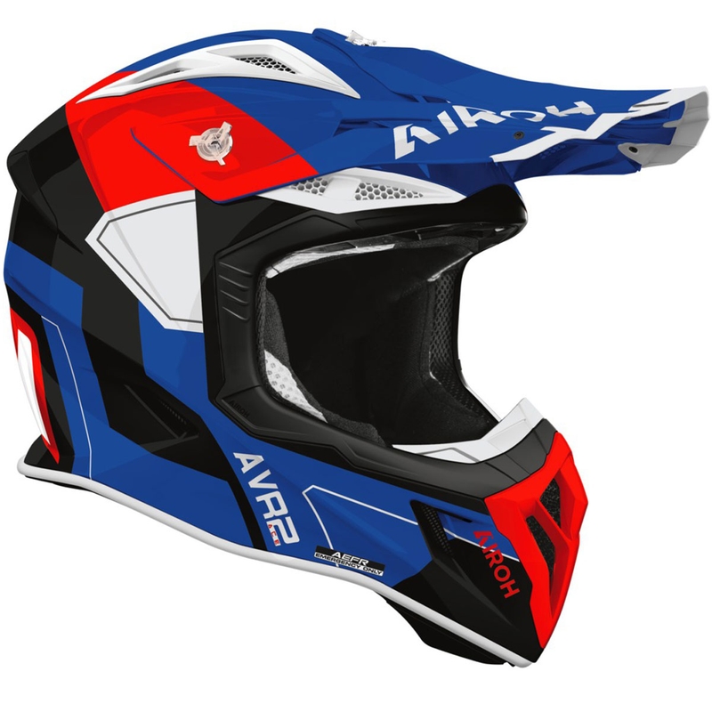 Motocross hjelm Airoh Aviator ACE 2 Shield skinnende blå-rød