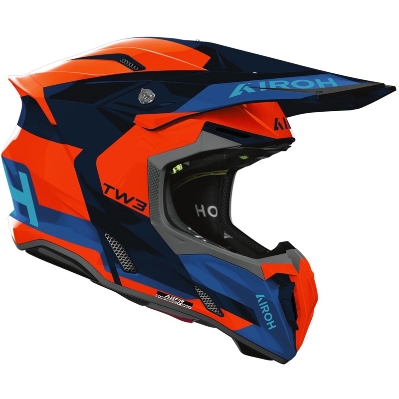 Motocross hjelm Airoh Twist 3 Fancy skinnende fluo orange-blå