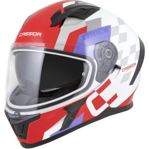 Cassida Orbit Track fullface motorcykelhjelm fluo rød-hvid-lilla-sort