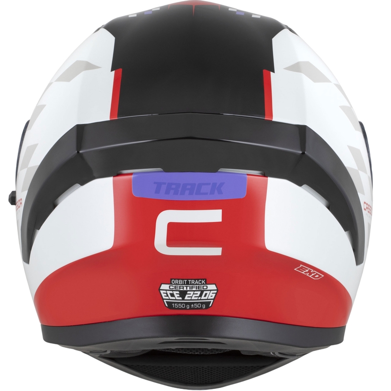 Cassida Orbit Track fullface motorcykelhjelm fluo rød-hvid-lilla-sort