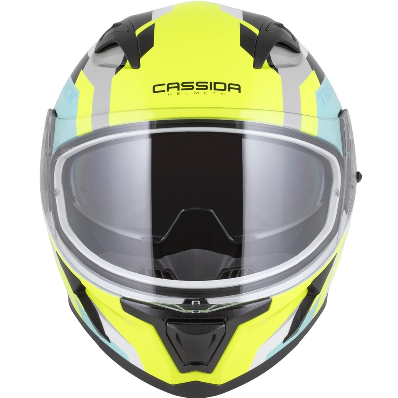 Cassida Orbit Track fullface motorcykelhjelm hvid-fluo gul-turkis-sort