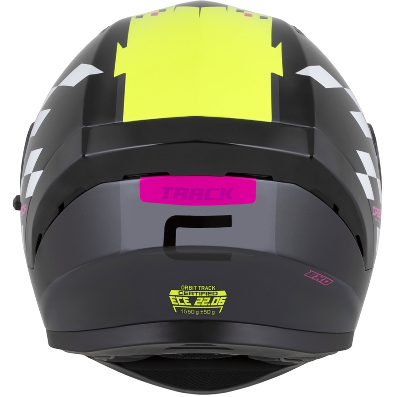 Cassida Orbit Track fullface motorcykelhjelm sort-pink-lilla-fluo gul-hvid