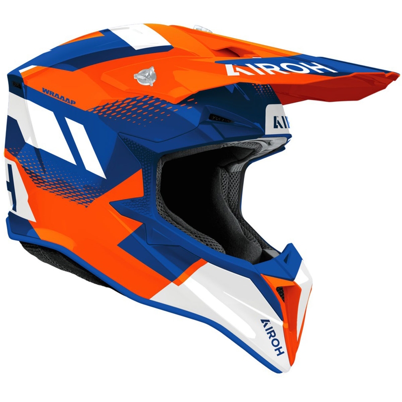 Motocross hjelm Airoh Wraaap Vision skinnende orange-blå