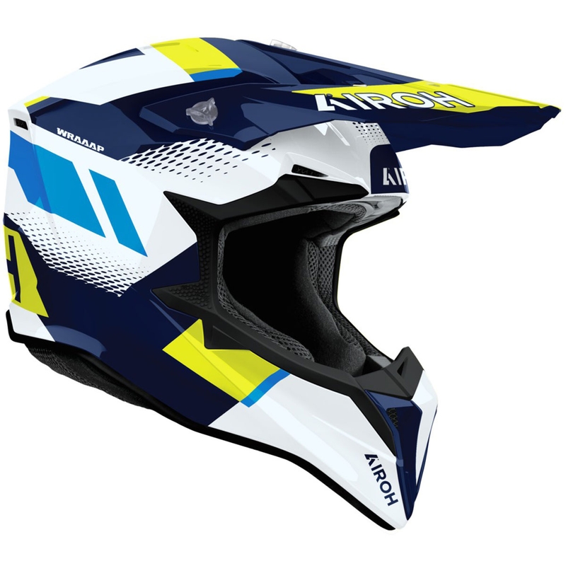 Airoh Wraaap Vision motocross hjelm blank gul-blå