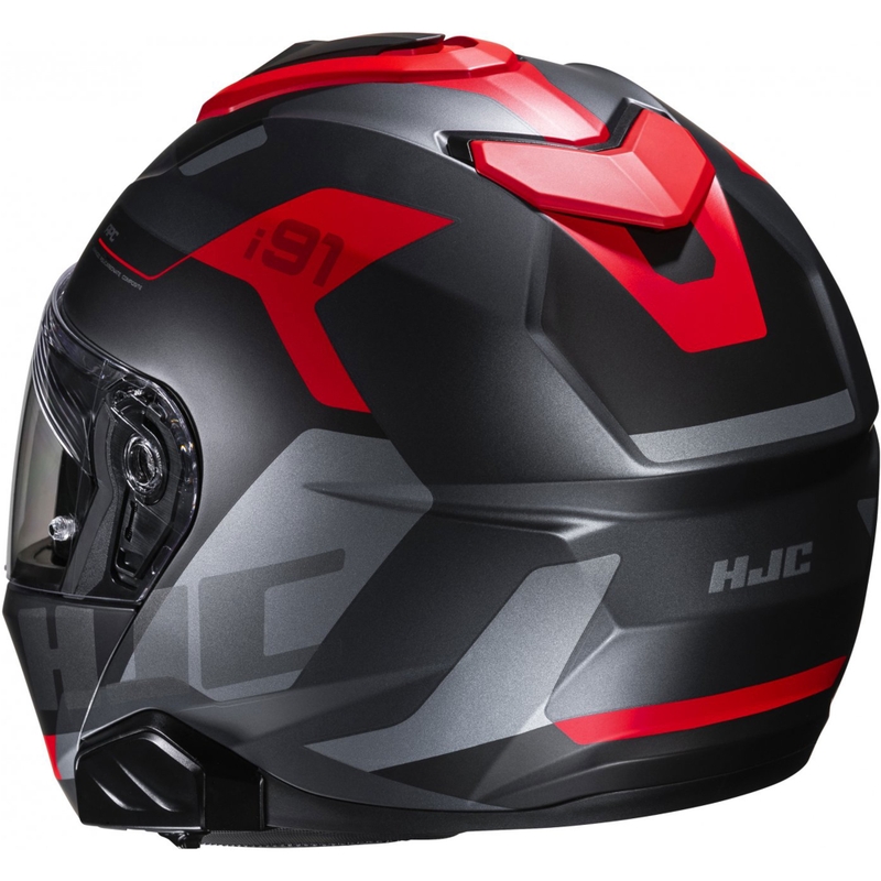 Flip-up motorcykelhjelm HJC i91 Carst sort-grå-rød