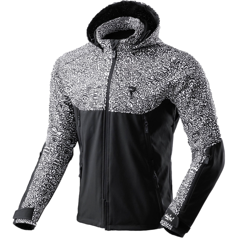 Softshell motorcykeljakke Rebelhorn Slash Noriaki sort og hvid