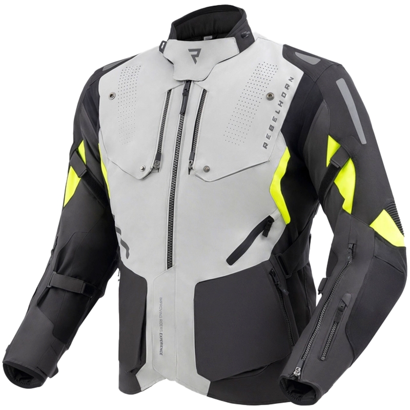 Rebelhorn Hiker IV motorcykeljakke sort-grå-fluo gul