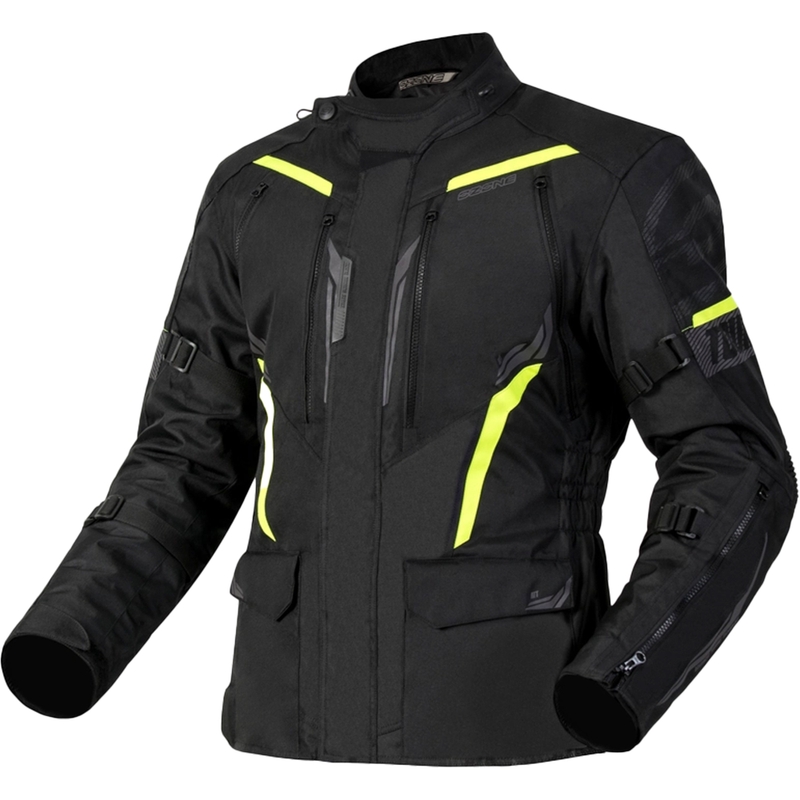 Motorcykeljakke Ozone Tour III sort-antracit-fluogul