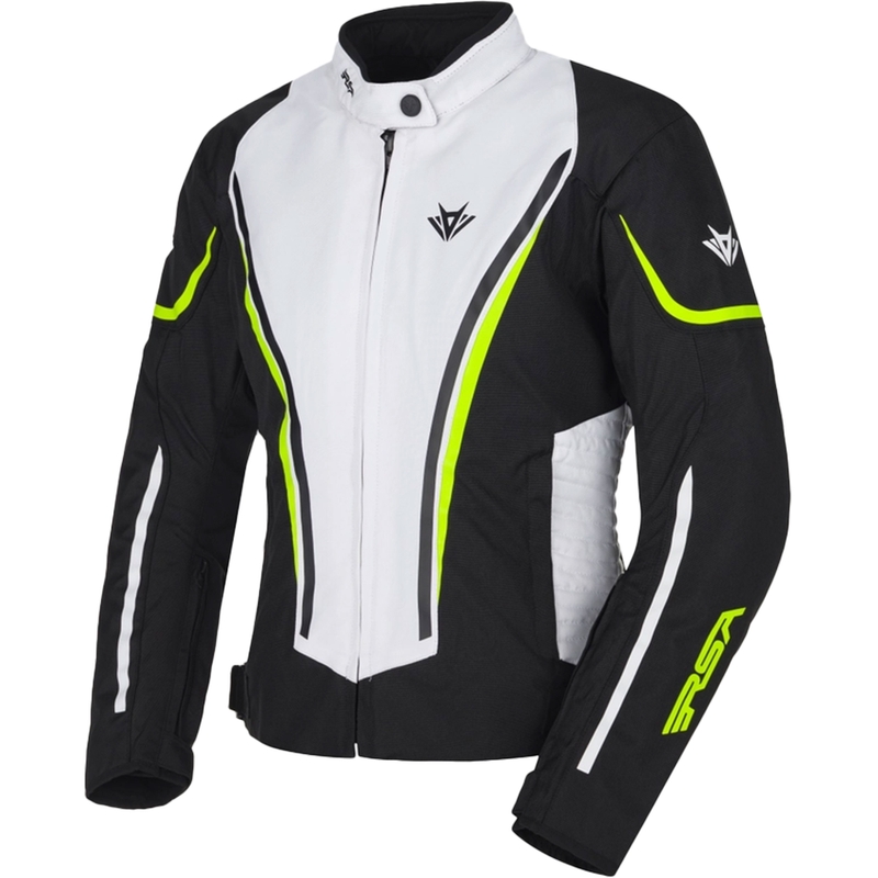 Dame motorcykeljakke RSA Wasp hvid-sort-fluo gul