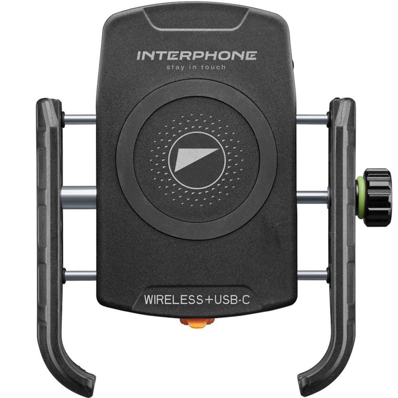 Interphone Crab telefonholder med trådløs opladning og USB-C, sort