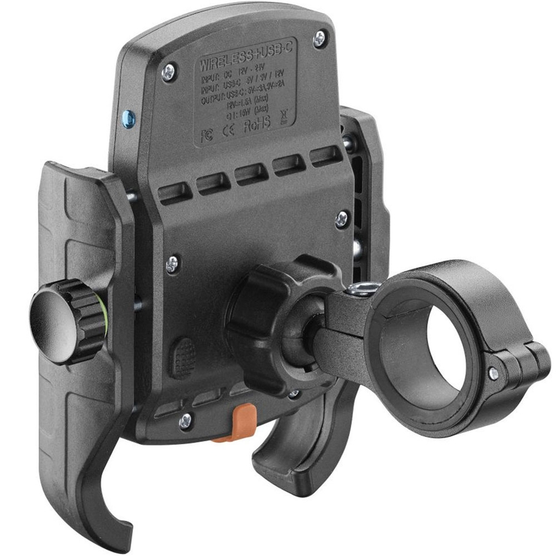 Interphone Crab telefonholder med trådløs opladning og USB-C, sort