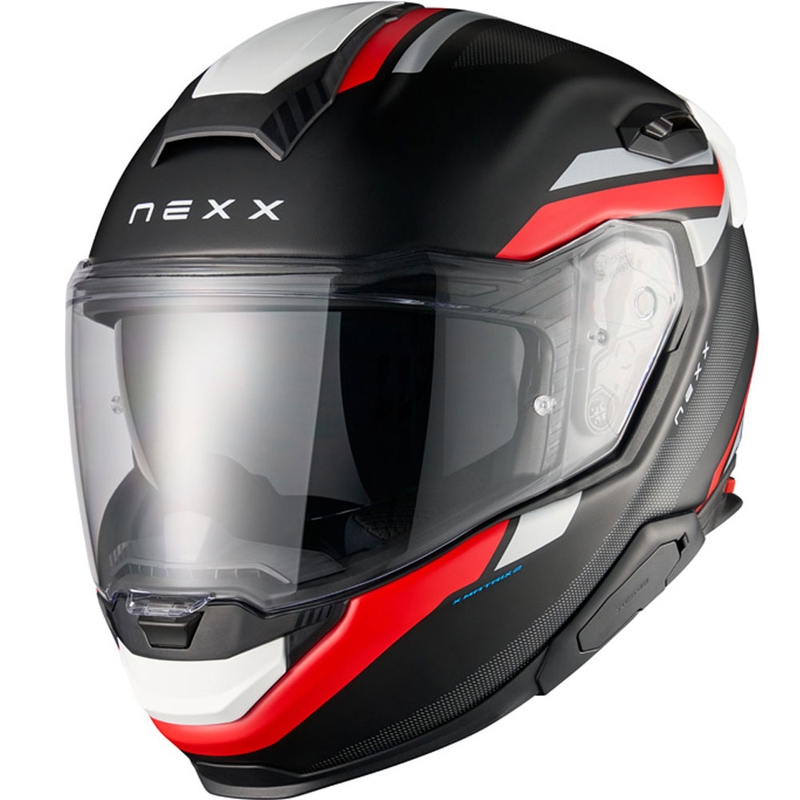 Nexx X.TR Quanta fullface motorcykelhjelm mat sort-rød