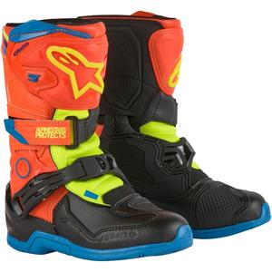 Alpinestars Tech 3S Kids Fluo Orange-Blue-Fluo Yellow-Black motorcykelstøvler til børn