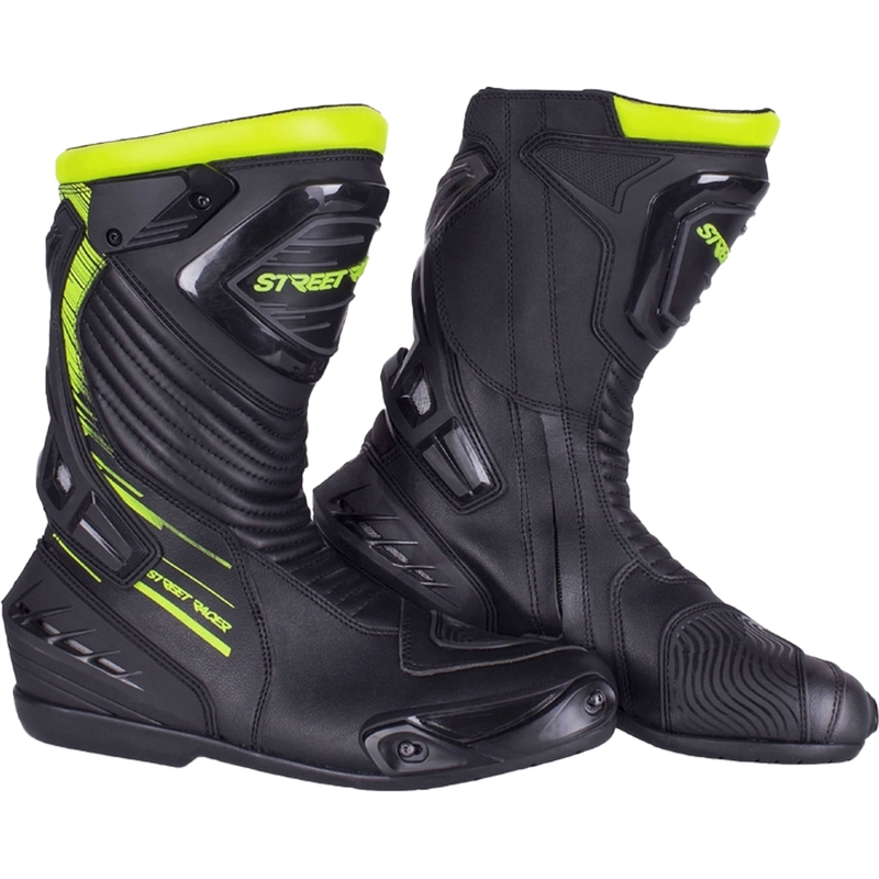 Street Racer Grid Sort-Fluo Yellow Motorcykelstøvler