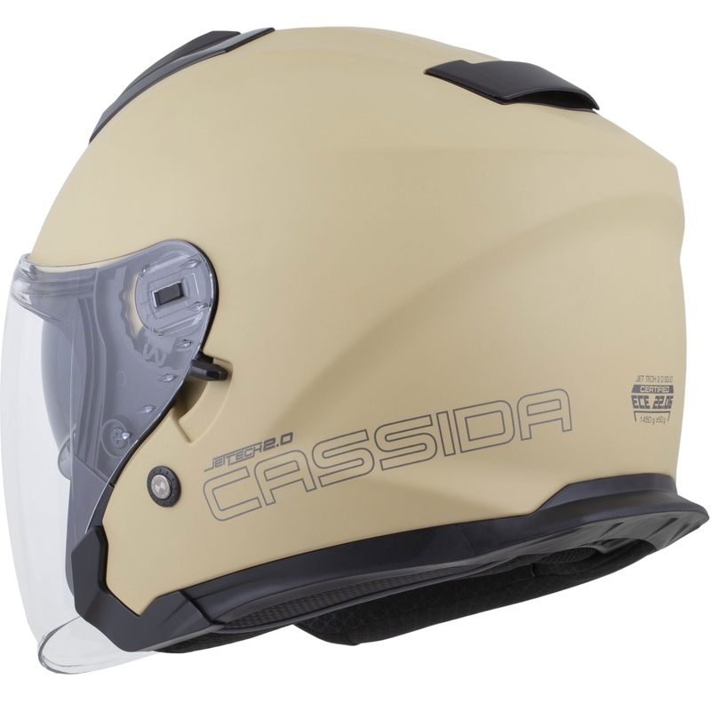 Cassida Jet Tech 2.0 RoTo Åben Motorcykelhjelm, Mat Sand-Sort-Grå